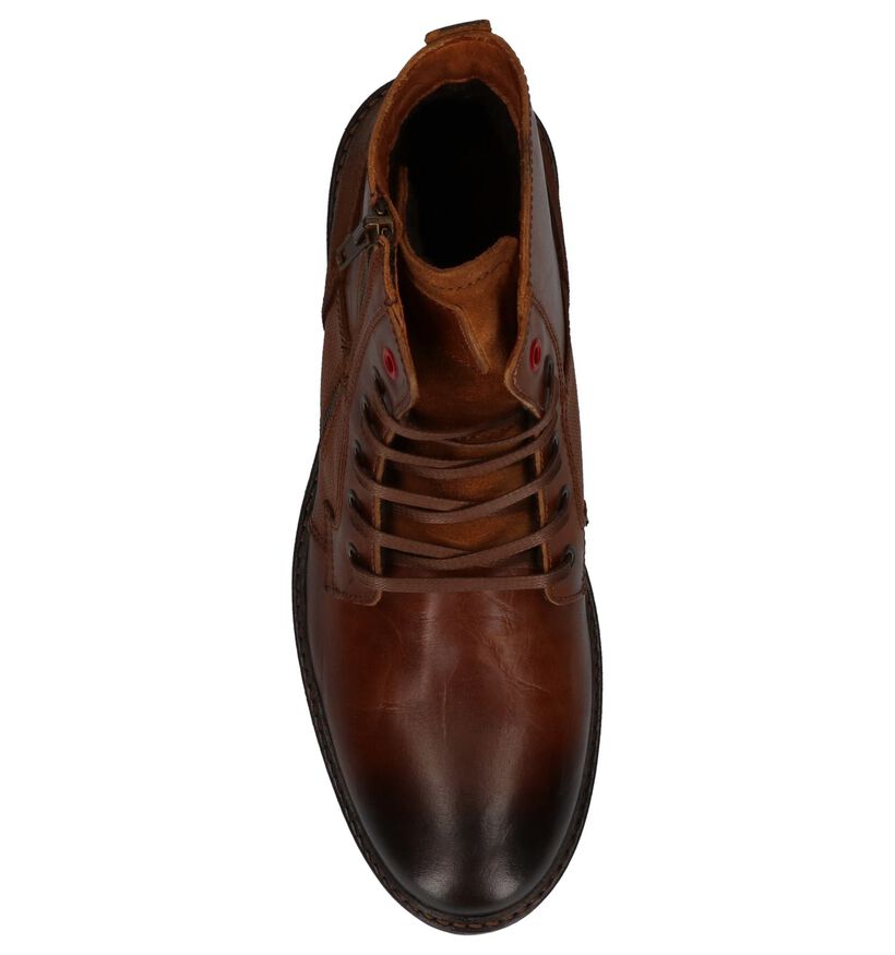 Cognac Boots met Rits/Veter River Woods Kola in leer (231707)