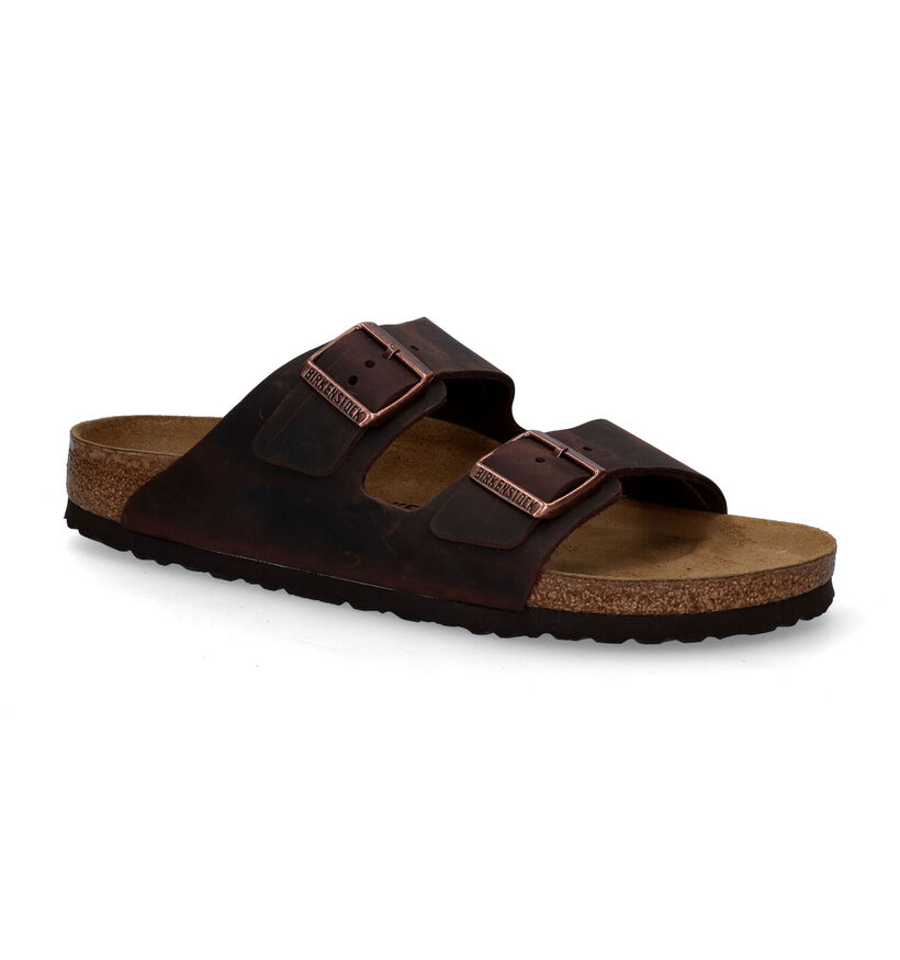 Birkenstock Arizona Zwarte Slippers in leer (322408)
