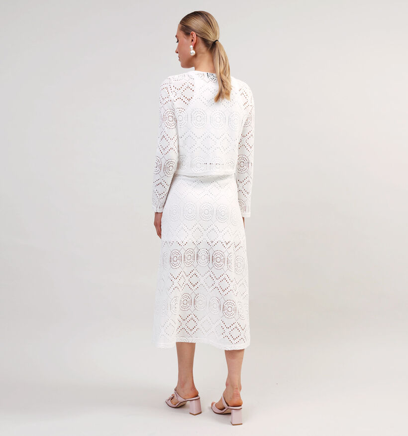 Pieces Sonnie Lace Witte Midirok voor dames (352454)