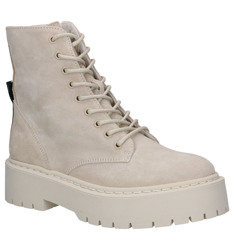 Steve Madden Skylar Beige Boots in nubuck (300598)