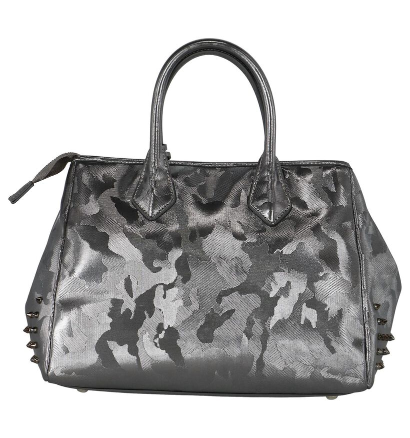 Stoere Zilveren Handtas met Studs Kisses of Pearl in kunstleer (233608)