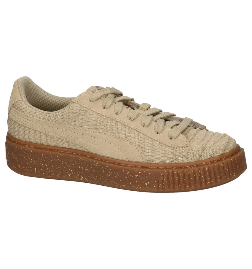 Donker Beige Lage Sneaker Puma Basket Platform puma kopen in de aanbieding Donker Beige Lage Sneaker Puma Basket Platform puma kopen in de aanbieding
