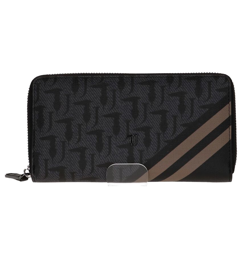 Donker Grijze Ritsportemonnee Trussardi Jeans trussardi jeans kopen in de aanbieding