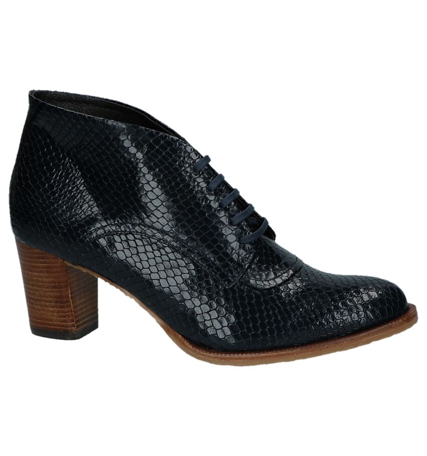 Donkerblauwe Enkellaarzen Met Slangenprint Zinda zinda kopen in de aanbieding
