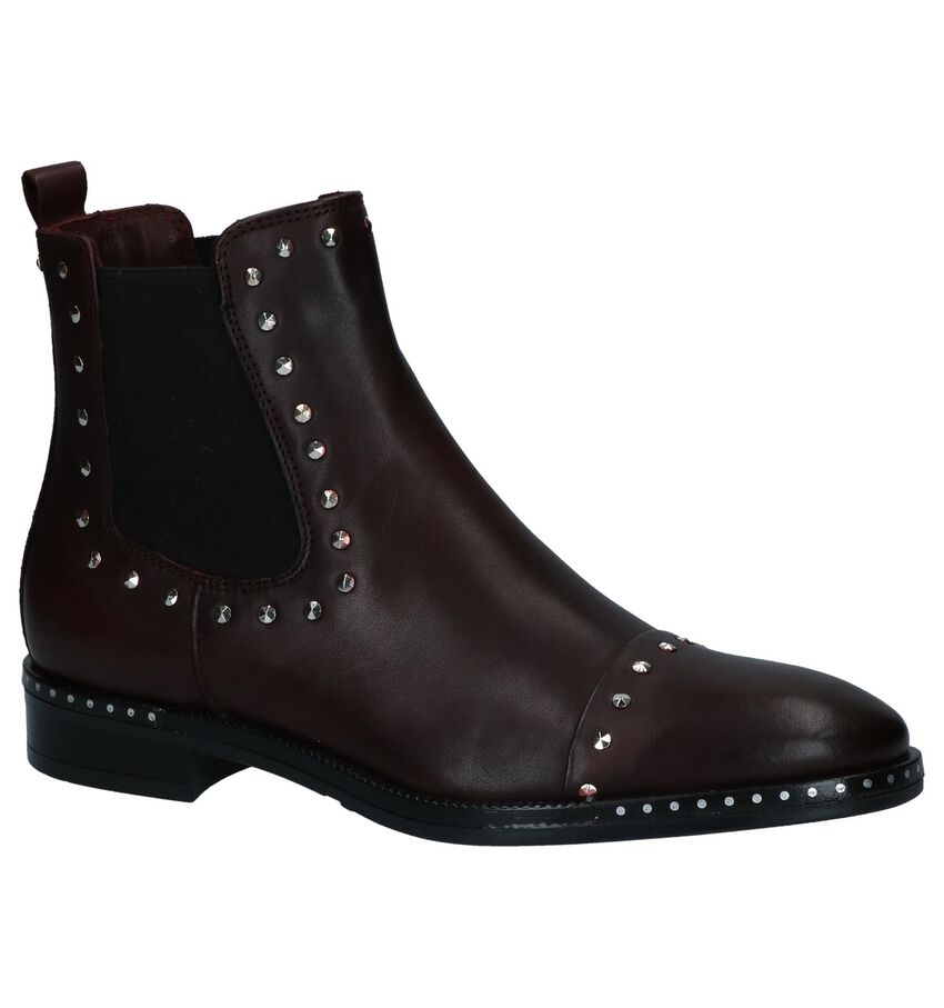 Via Limone Donker Bordeaux Chelsea Boots Met Studs via limone kopen in de aanbieding