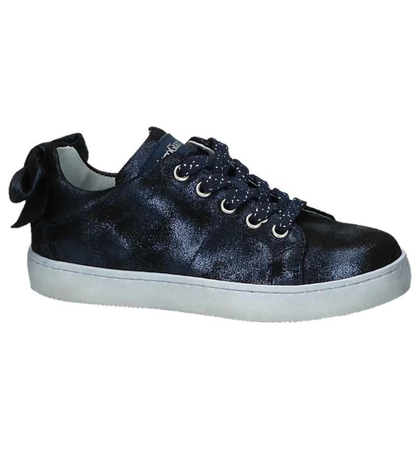 Donkerblauwe Sneakers Nerogiardini Met Glitters En Strik nerogiardini kopen in de aanbieding
