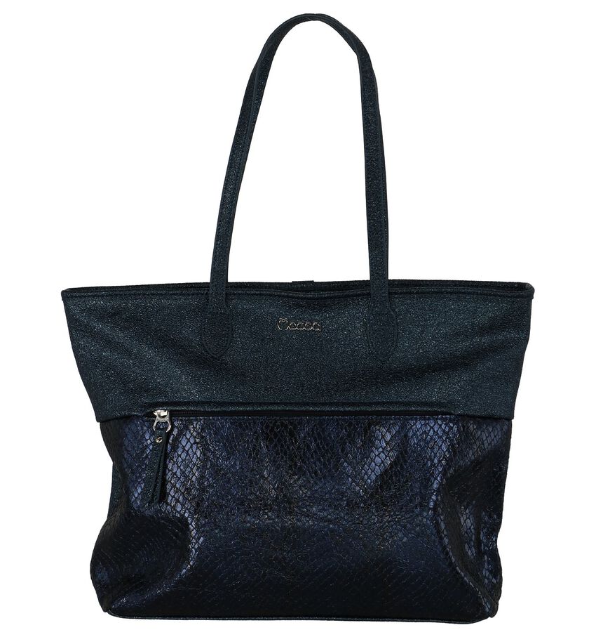 Blauwe Shopper Met Slangenprint Mocca mocca kopen in de aanbieding