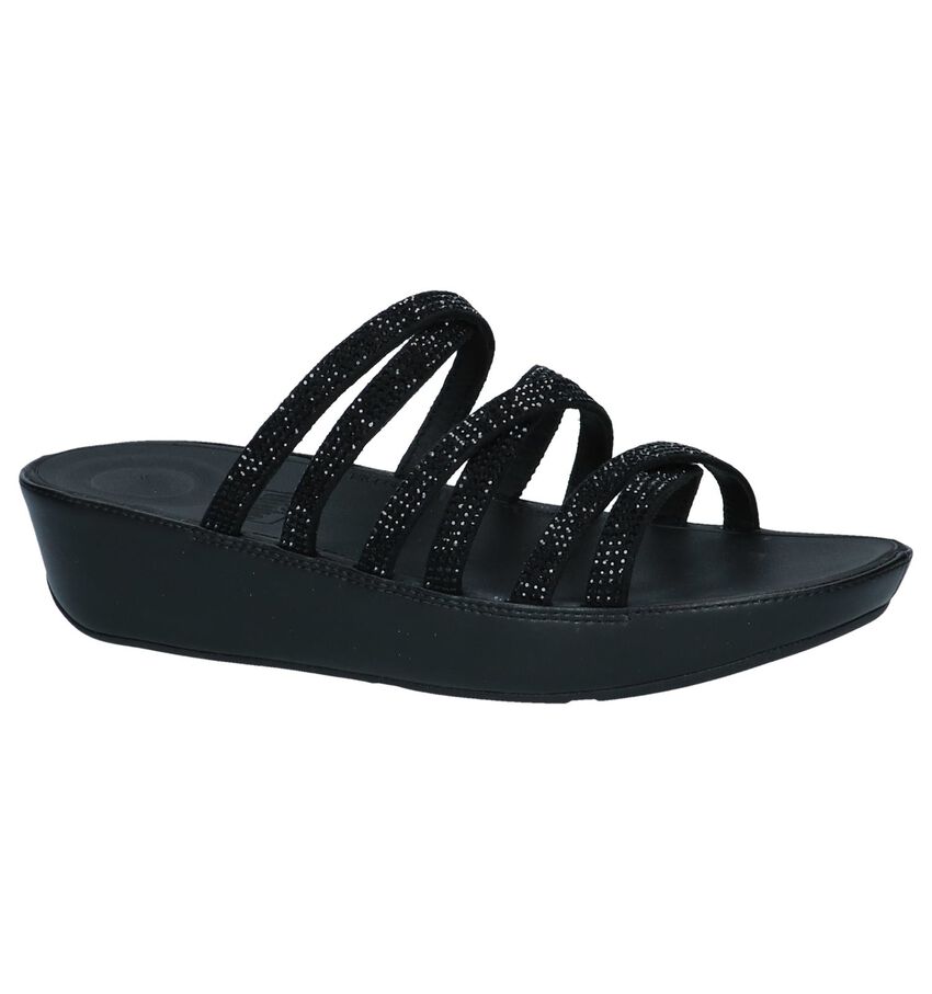 Zwarte Slippers Fitflop Linny Crystalled Slide fitflop kopen in de aanbieding