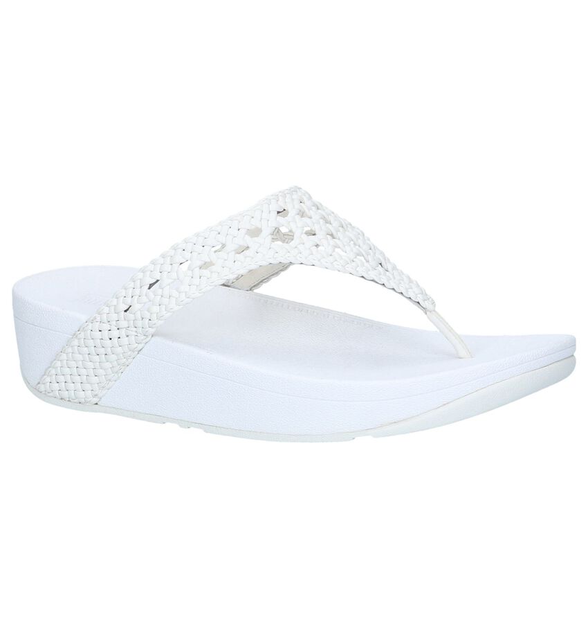 Witte Teenslippers Fitflop Lottie Wicker Toe Post fitflop kopen in de aanbieding