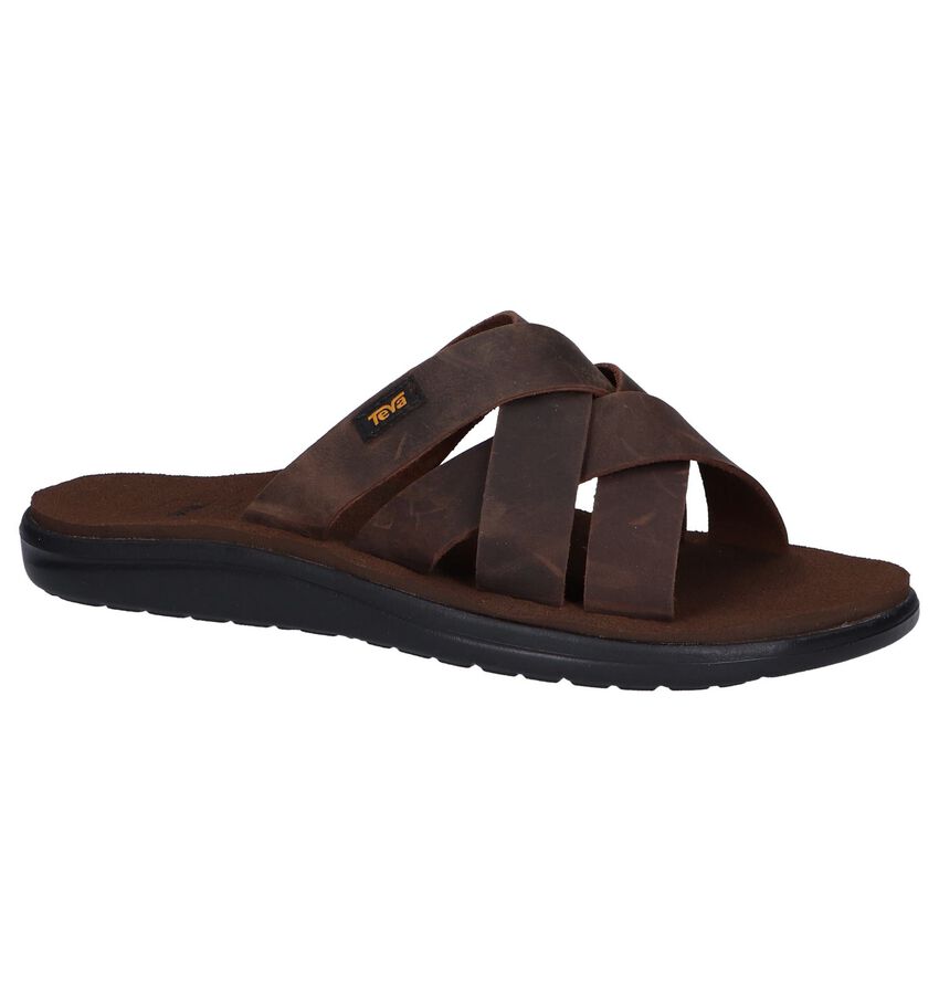 Bruine Slippers Teva Voya Slide Leather teva kopen in de aanbieding