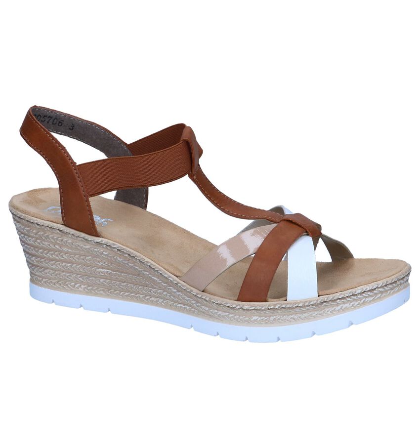 Cognac Sandalen Met Sleehak Rieker rieker kopen in de aanbieding