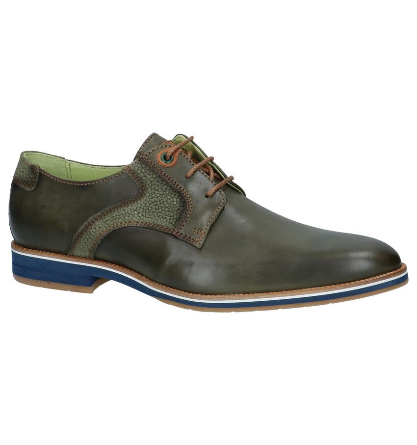 Kaki Geklede Veterschoenen Braend braend kopen in de aanbieding