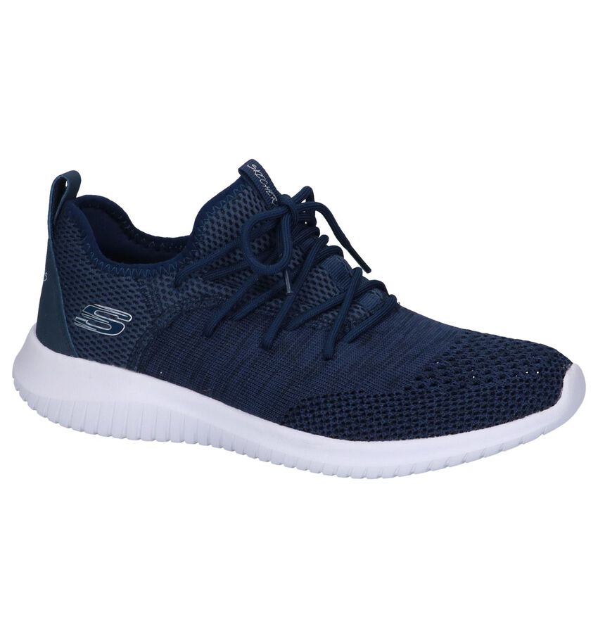 Donkerblauwe Slip On Sneakers Skechers Ultra Flex Windsong skechers kopen in de aanbieding