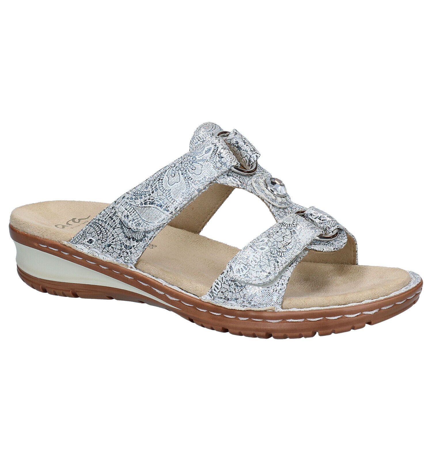 Dames slippers leer zilver | Torfs