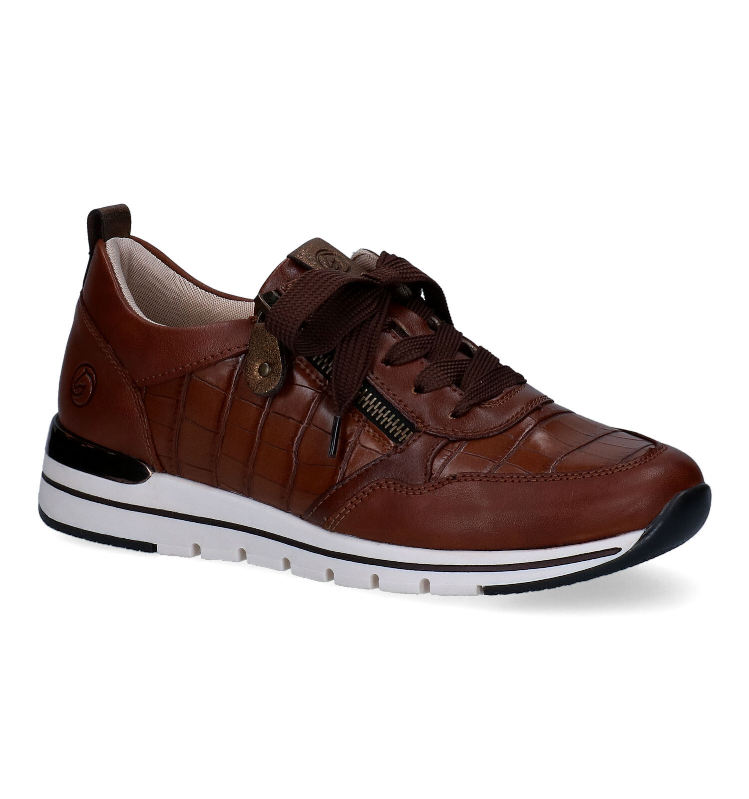 Hassi-A Hassia Madrid Lage sneakers Leren Sneaker Dames Bruin - Schoenen.nl