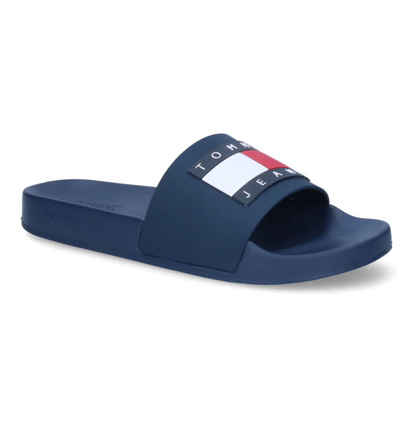 TH Tommy Jeans Flag Blauwe Badslippers