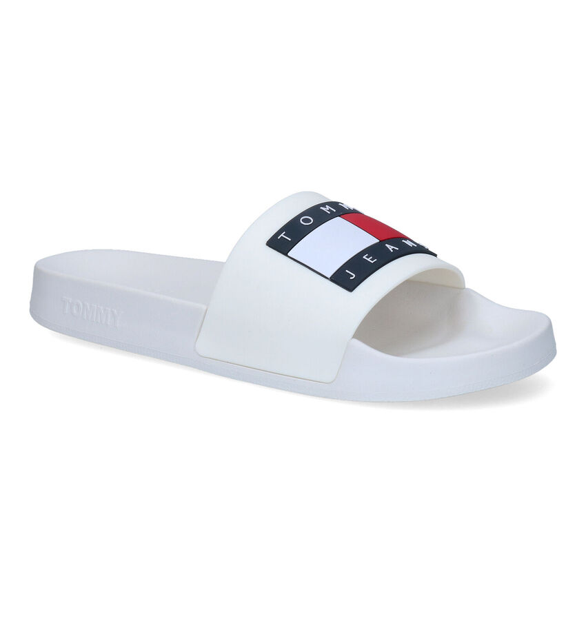 TH Tommy Jeans Flag Witte Badslippers