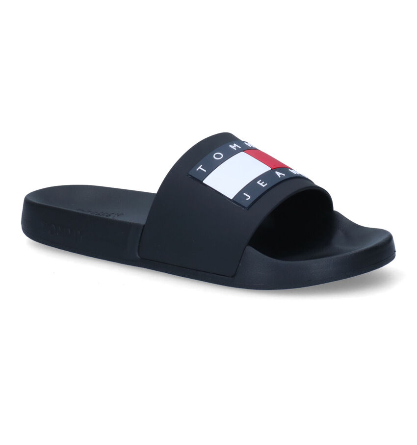 TH Tommy Jeans Flag Zwarte Badslippers