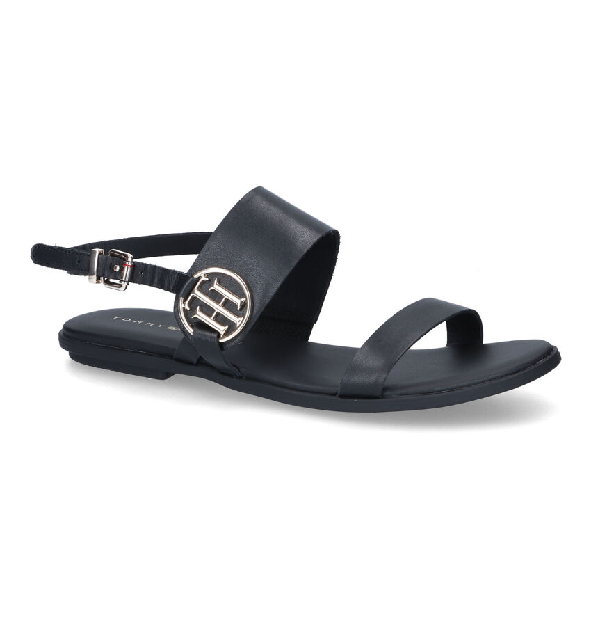 Tommy Hilfiger Round Flat Zwarte Sandalen