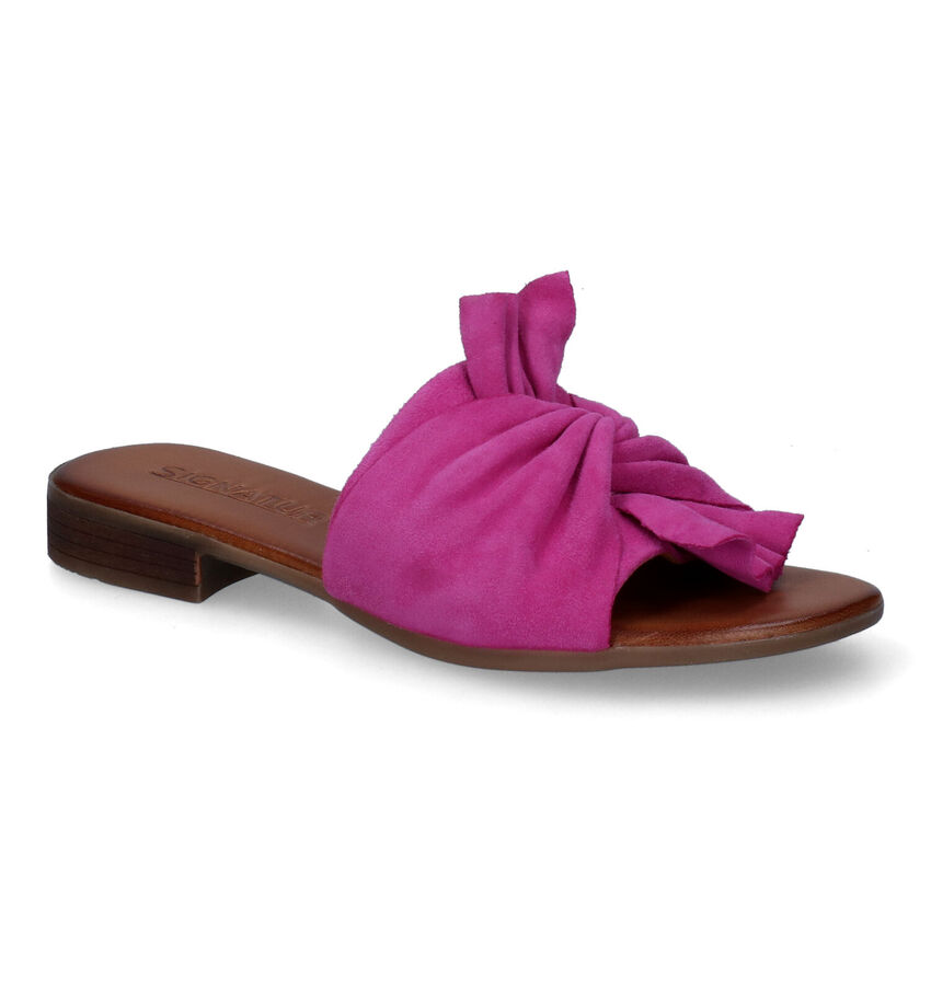 Signatur Nu-pieds plates en Rose fuchsia