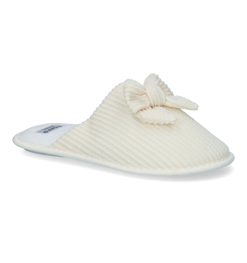 Torfs Home Pantoufles ouvertes en Écru