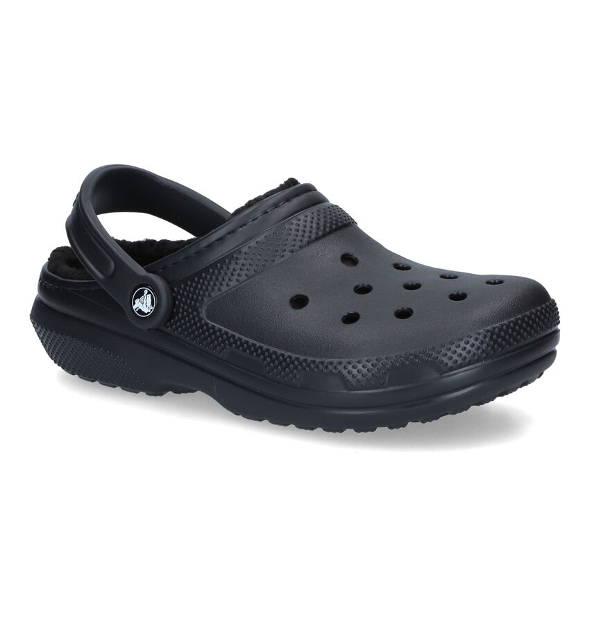 Crocs Classic Fuzz-lined Clog Zwarte Slippers