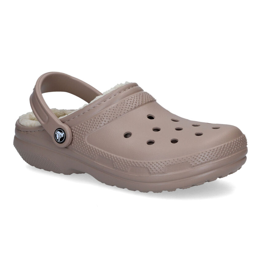 Crocs Classic Fuzz-lined Clog Nu-pieds en Beige