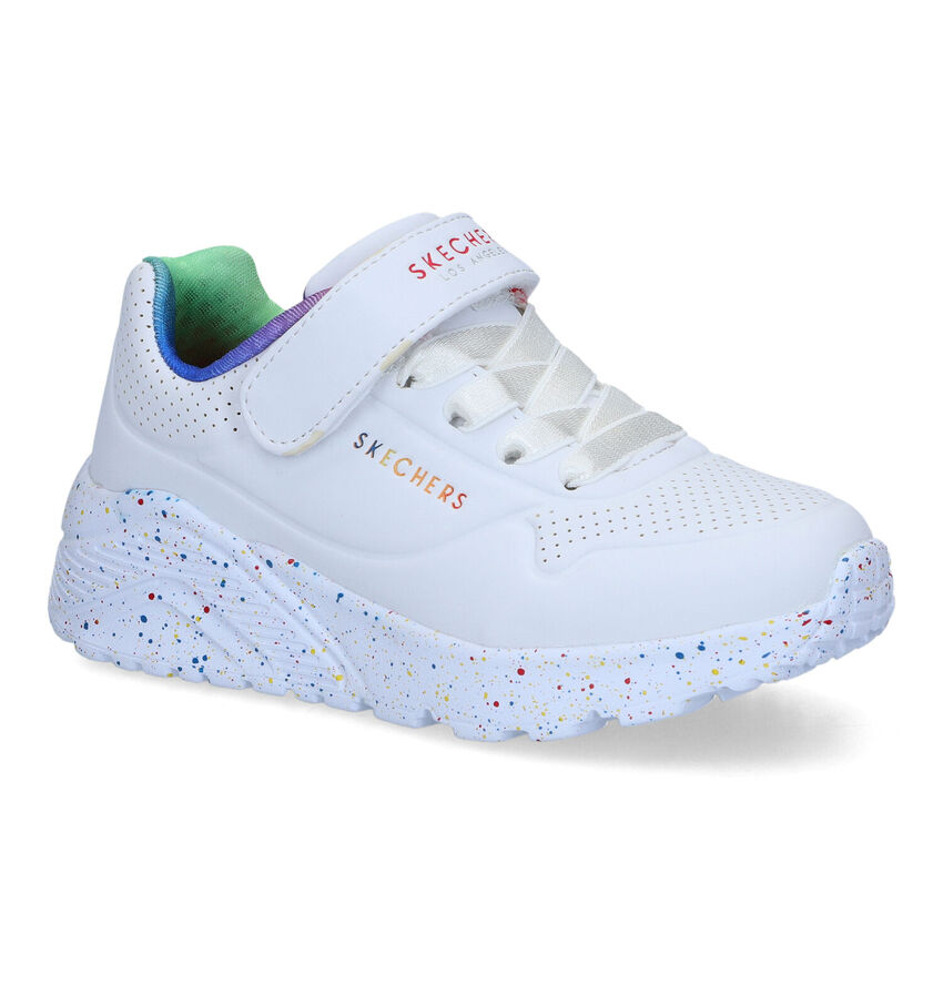 Skechers Uno Lite Rainbow Baskets en Blanc