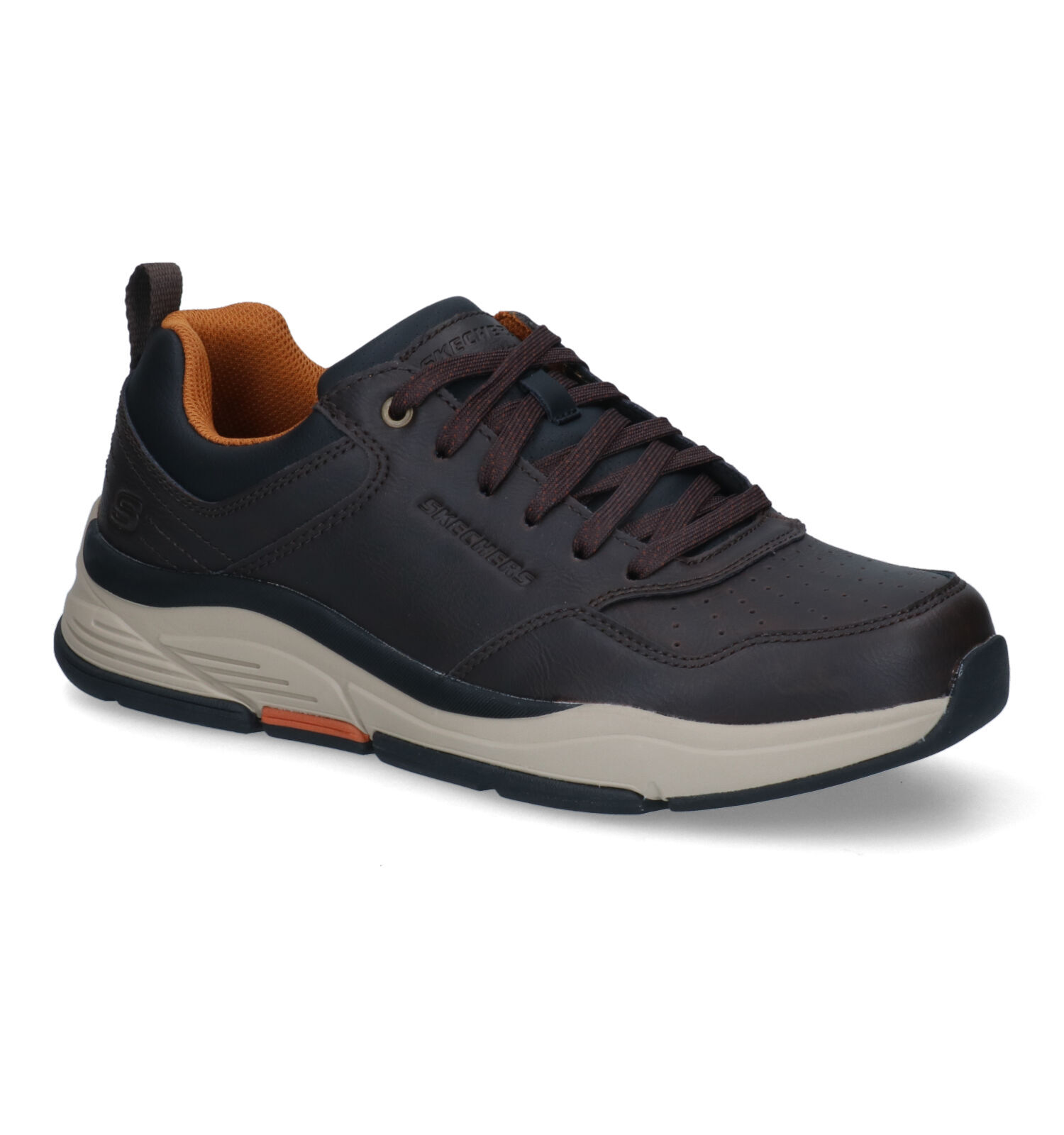 Skechers heren lage schoenen bruin | Online op TORFS.BE | Gratis verzending  en retour