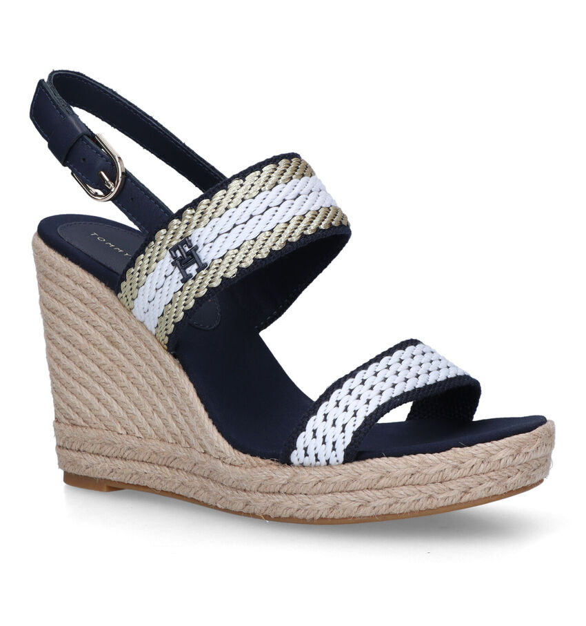 Tommy Hilfiger Golden Webbing Wedge Sandales en Bleu