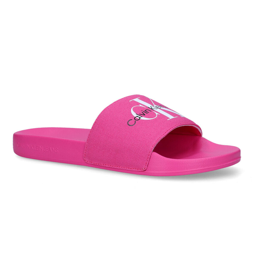 Calvin Klein Slide Monogram Roze Badslippers