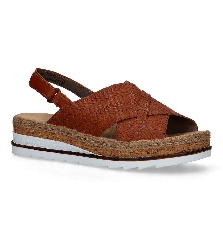 Rieker Cognac Sandalen met sleehak