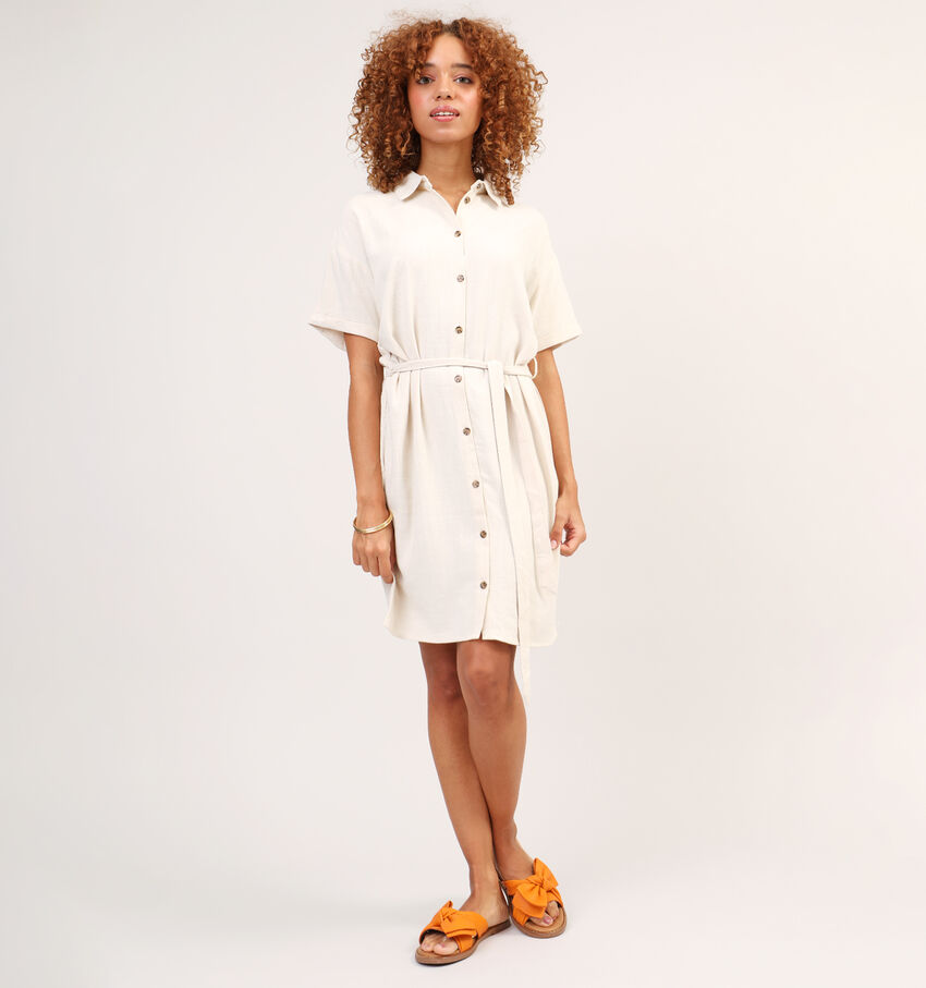 Pieces Vinsty Beige Hemdjurk