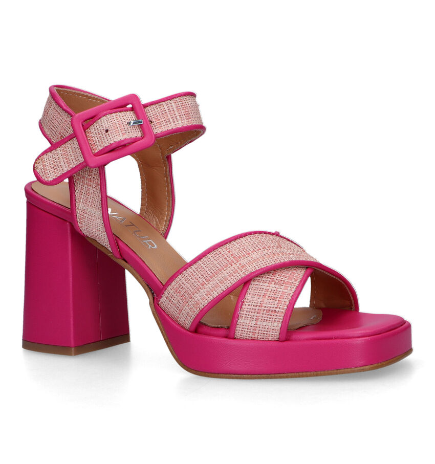 Signatur Roze Sandalen met blokhak