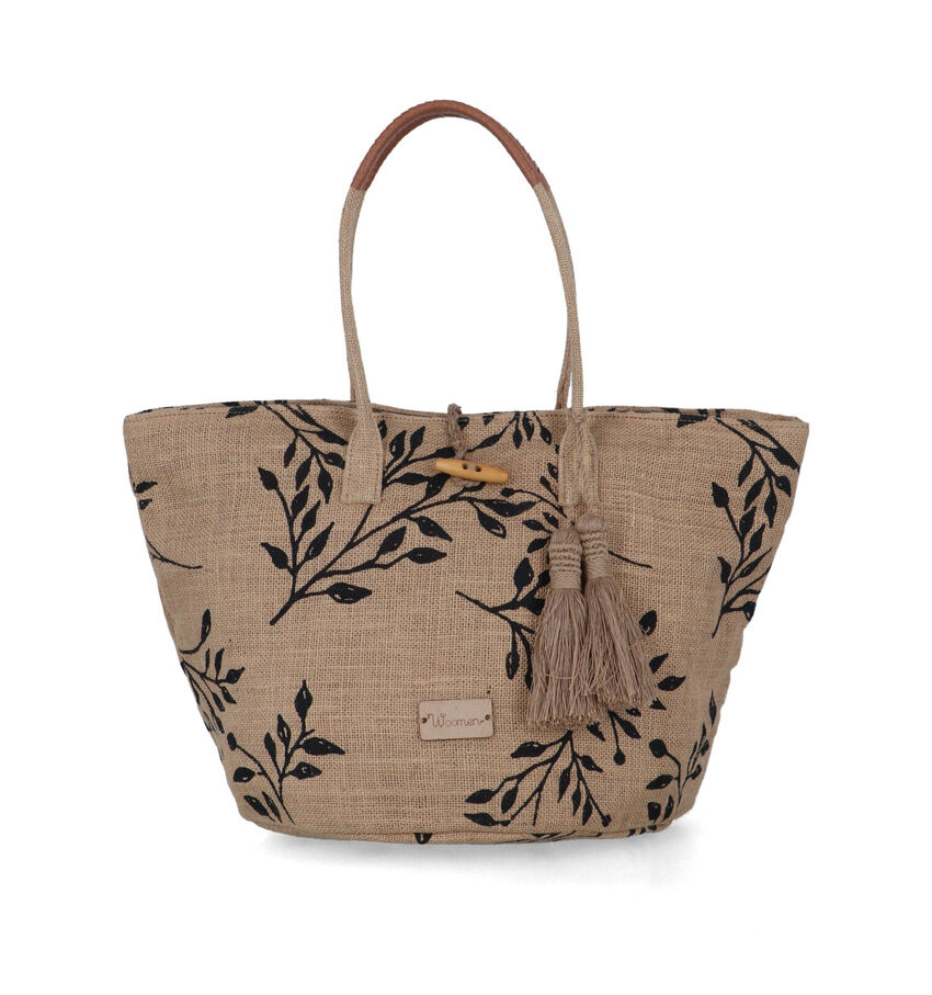 Woomen Oeillet Beige Jute Shopper Tas