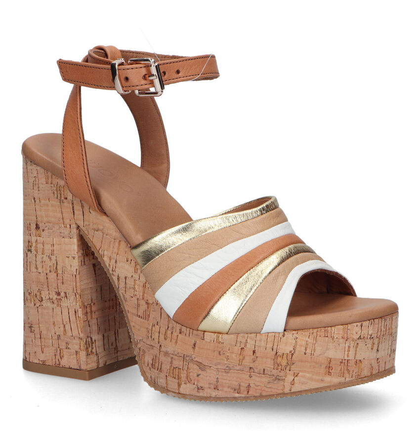 Inuovo Cognac Plateausandalen