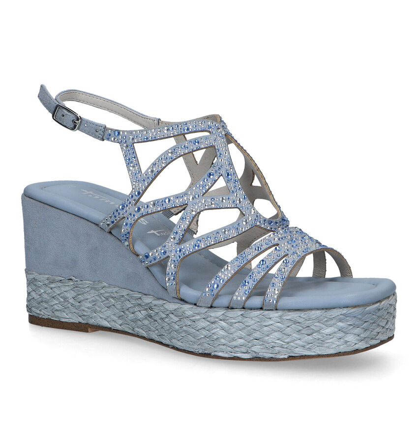 Tamaris Blauwe Sandalen met sleehak