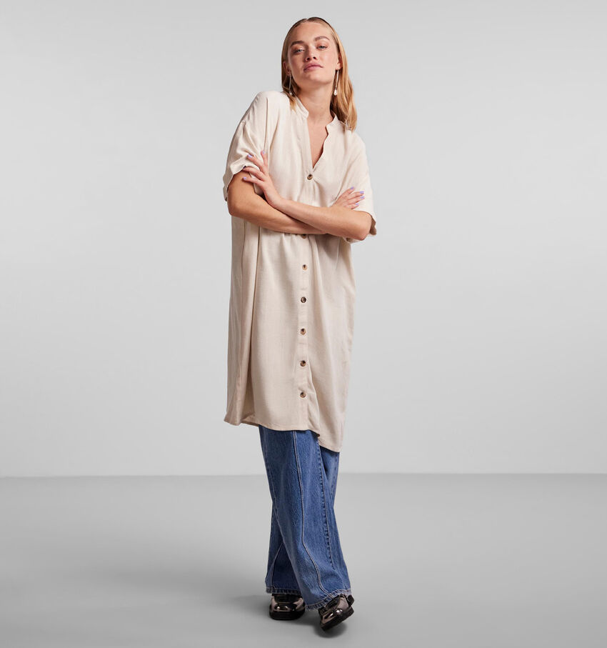 Pieces Vinsty Beige Hemdjurk