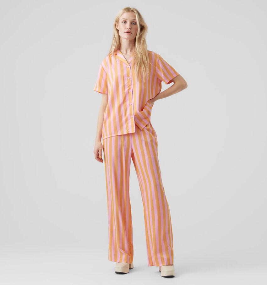 Vero Moda Sadiatika Pantalon rayé en Rose Orange L30