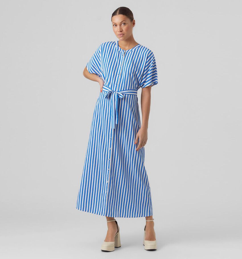Vero Moda Ufia Blauw Gestreepte Hemdjurk