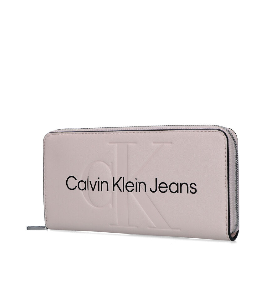 Calvin Klein Sculpted Mono Porte-monnaie zippé en Écru