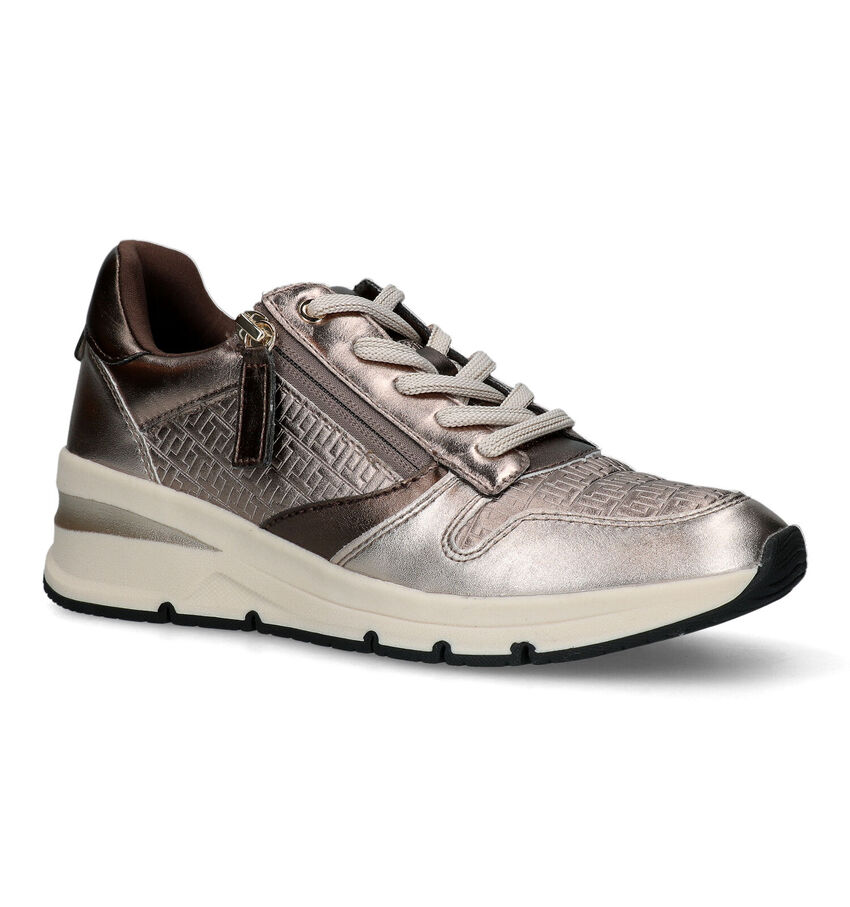 Tamaris Bronzen Sneakers met sleehak