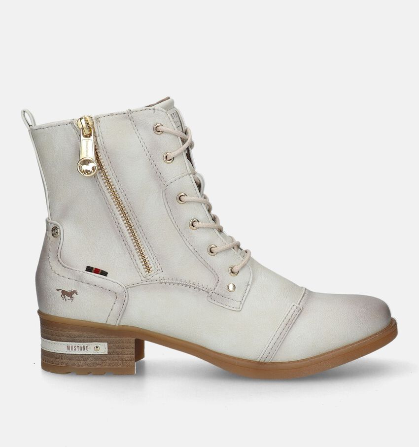 Mustang Boots à lacets en Écru