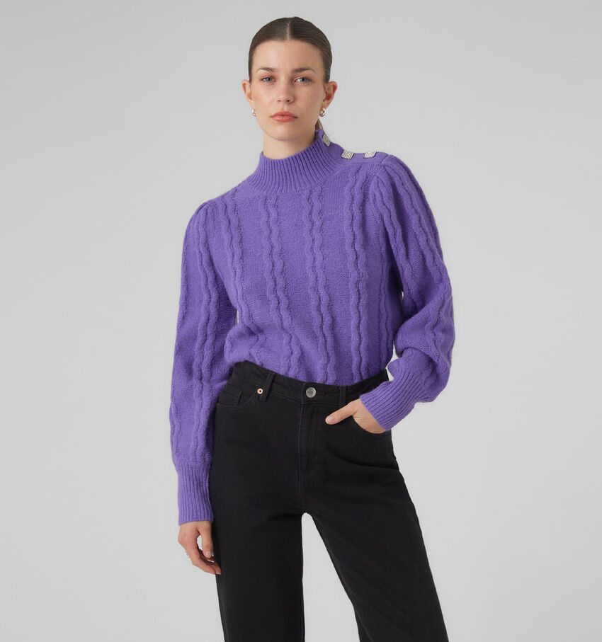 Vero Moda Newelke Paarse Trui met knopen