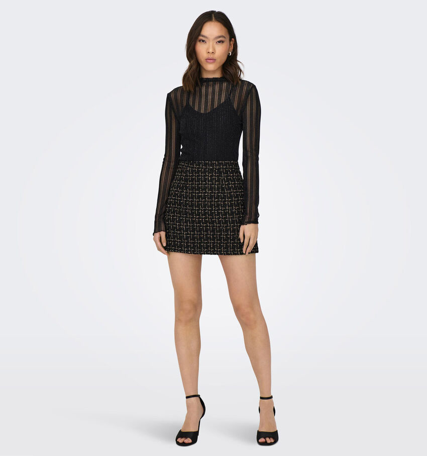 JDY Nancy Mini Jupe tweed en Noir