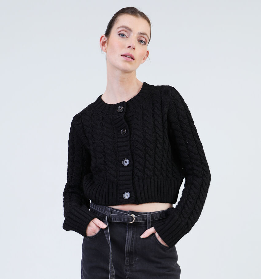 Vero Moda Mitzi Cardigan cropped avec boutons en Noir