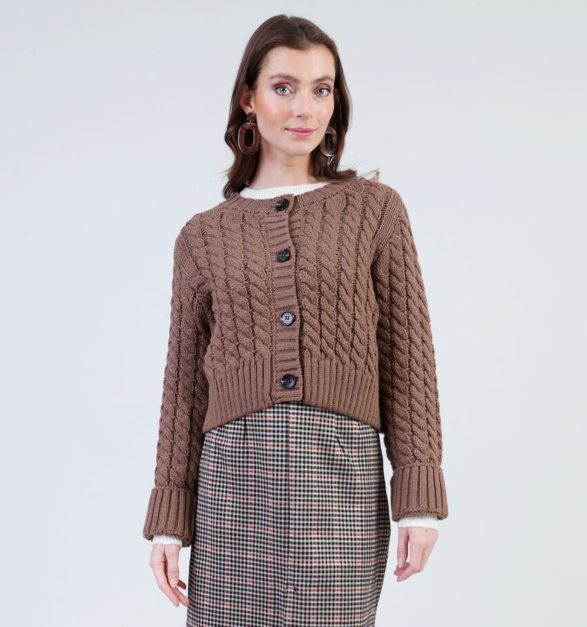 Vero Moda Mitzi Cardigan cropped avec boutons en Brun