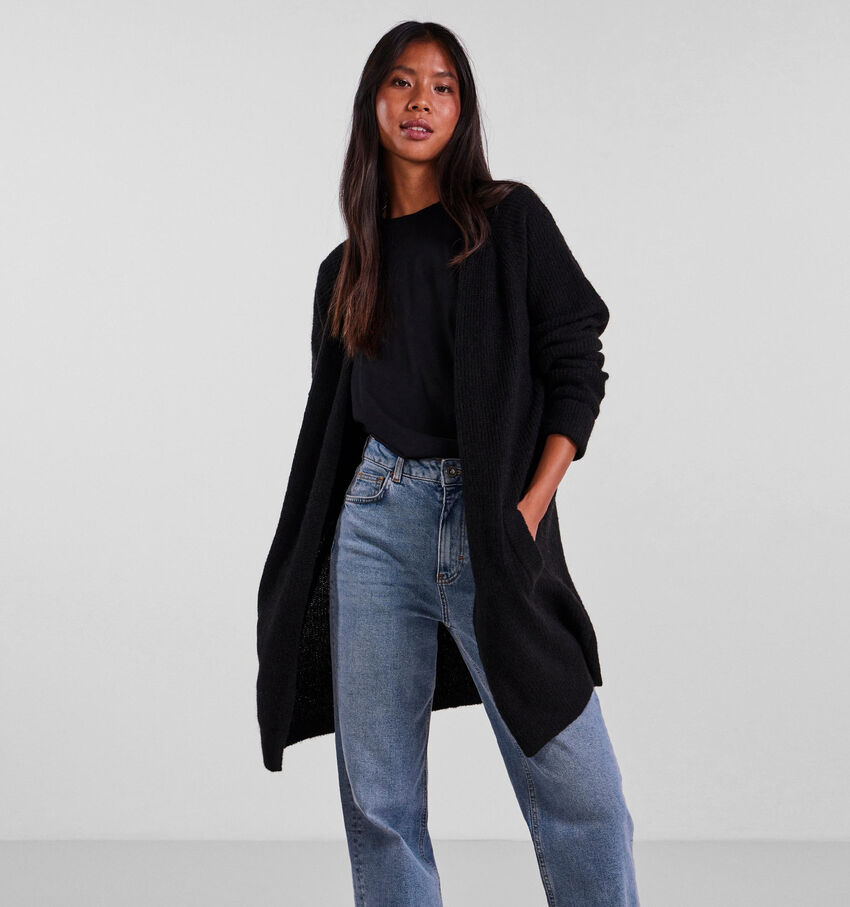 Pieces Ellen Cardigan long knit en Noir