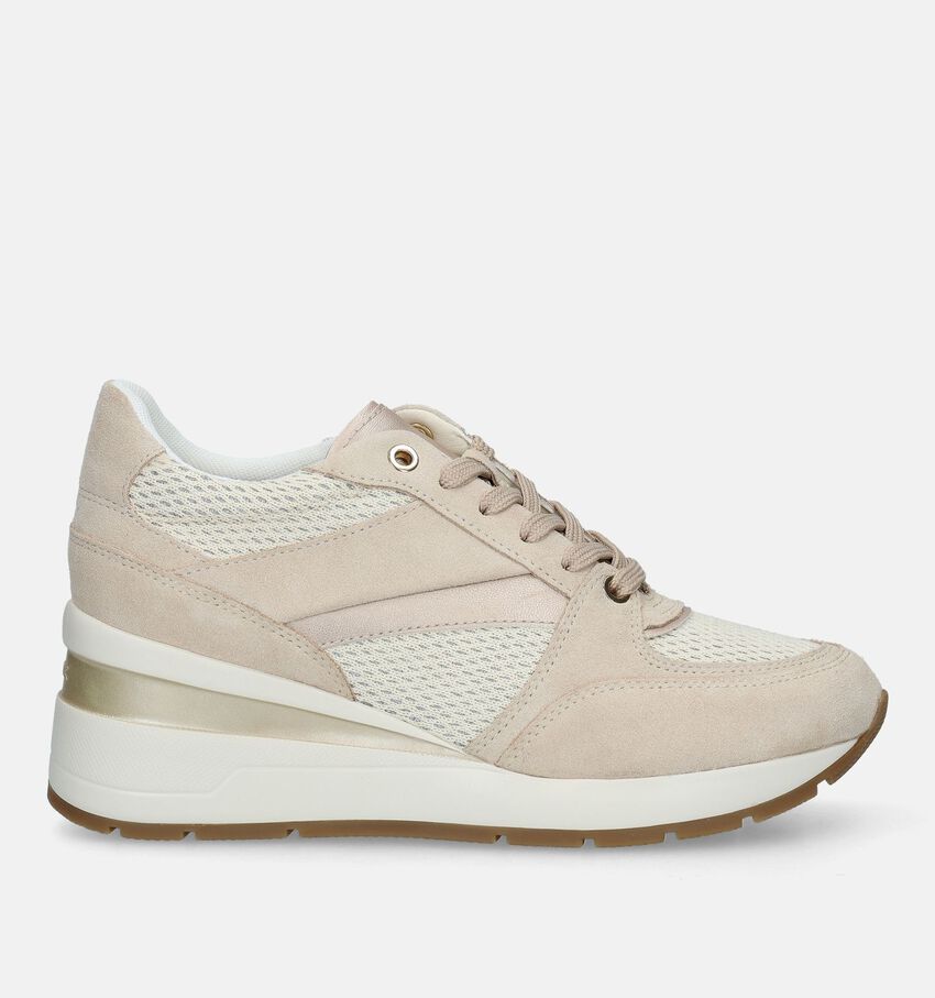 Geox Zosma Beige Sneakers Met Sleehak