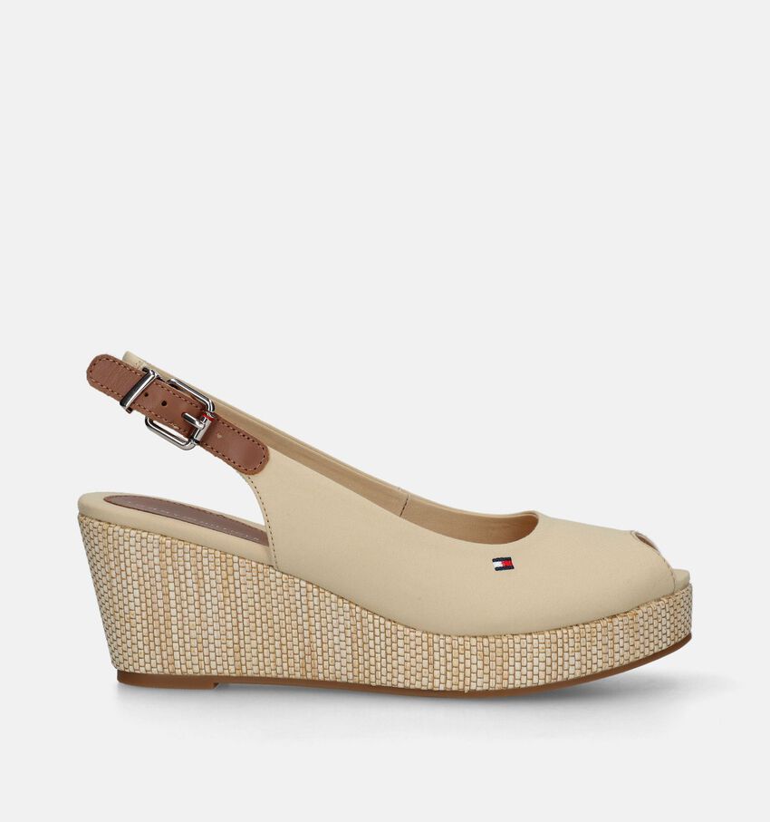 Tommy Hilfiger Iconic Elba Sling Back Wedge Beige Sandalen